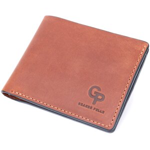 Компактний гаманець з натуральної шкіри без застібки GRANDE PELLE 11661 Коричневий
