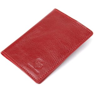 Гарна шкіряна обкладинка на паспорт GRANDE PELLE 11480 Червоний