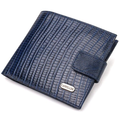 Чоловічий гаманець горизонтального формату з натуральної шкіри з тисненням CANPELLINI 21767 Синій