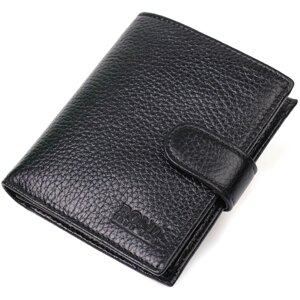 Чоловічий компактний вертикальний гаманець з натуральної шкіри флотар BOND 22005 Чорний
