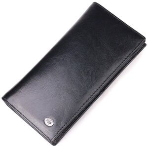 Надійний чоловічий гаманець із натуральної гладкої шкіри на два складання ST Leather 19414 Чорний