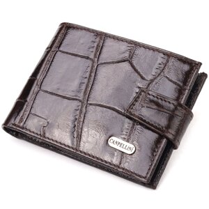 Надійний чоловічий гаманець з натуральної фактурної шкіри CANPELLINI 21516 Коричневий