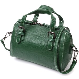 Невелика жіноча сумка із двома ручками з натуральної шкіри Vintage 22359 Зелена