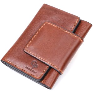 Невеликий гаманець з натуральної шкіри в три складання GRANDE PELLE 11662 Коричневий