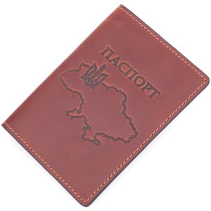 Обкладинка на паспорт у вінтажній шкірі Карта GRANDE PELLE 16772 Світло-коричнева