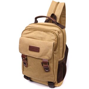 Оригінальний текстильний рюкзак з ущільненої спинкою і відділенням для планшета Vintage 22171 Пісочний