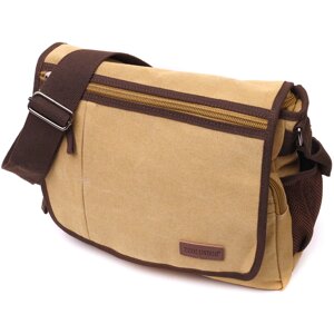 Практична сумка через плече для ноутбука 13 "з щільного текстилю Vintage 22202 Пісочний
