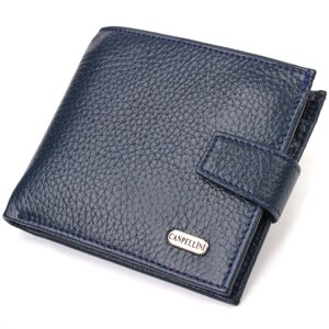 Практичний чоловічий гаманець з натуральної зернистої шкіри CANPELLINI 21879 Синій