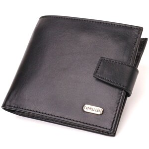 Стильний чоловічий гаманець з натуральної гладкою шкіри CANPELLINI 21880 Чорний