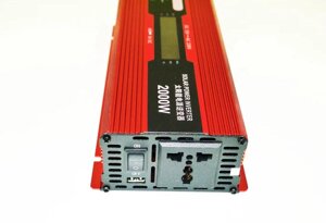 UKC KC-2000D 12V-220V 2000W Red Перетворювач напруги інвертор AC/DC із вольтметром LCD дисплеєм