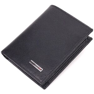 Вертикальний маленький шкіряний гаманець без застібки Karya 21362 Чорний