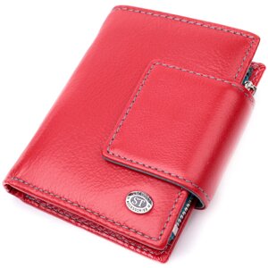 Яскравий шкіряний гаманець для жінок із цікавою монетницею ST Leather 19448 Червоний