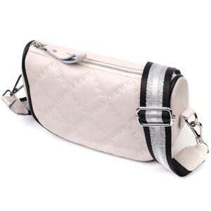 Жіноча сумка крос-боді напівкруглого формату із натуральної шкіри Vintage 22393 Біла