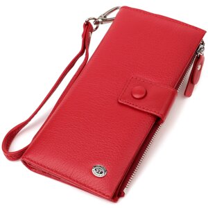 Жіночий вертикальний гаманець-клатч із натуральної шкіри ST Leather 22536 Червоний