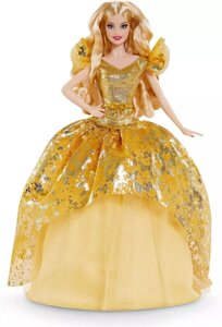 Коллекционная кукла Барби Праздничная Barbie Signature 2020 Holiday в золотом платье GNR92