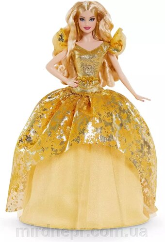 Колекційна лялька Барбі Святкова Barbie Signature 2020 Holiday в золотому платті GNR92