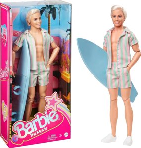Лялька Кен Барбі з дошкою для серфінгу Barbie The Movie Ken Doll Wearing Pastel Pink HPJ97