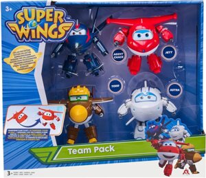 Супер крила трансформери набір 4 герої Super Wings 12 см Фліпper, Агент Чейз Астра 730204