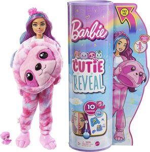 Уцінка Барбі Сюрприз у костюмі Лінивця Barbie Doll Cutie Reveal Sloth Plush Costume Doll HJL59