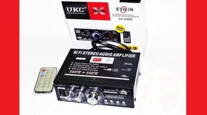 Автомобільний Підсилювач звуку UKC AK-699 2-х канальний 2*300w usb/sd/bt караоке FM двоканальний 12/220v