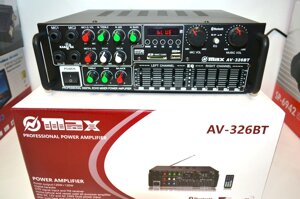 Підсилювач звуку 12/220 вольтів 2-канальний 2*120W естрадний еквалайзер караоке блютуз USB FM + пульт AV-326BT