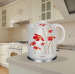 Керамічний чайник MR-066-RED-FLOWERS, 1,5 літра