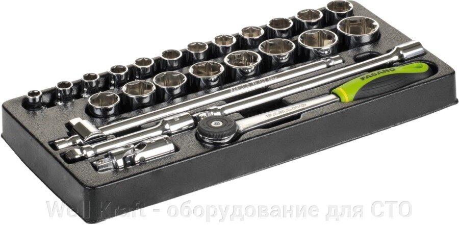 Набір шестигранних головок 1/2 "10-32мм з аксесуарами Fasano FG 102 / 21B від компанії Well Kraft - обладнання для СТО - фото 1