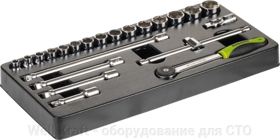 Набір шестигранних головок 3/8 "8-23мм з аксесуарами Fasano FG 102/19 від компанії Well Kraft - обладнання для СТО - фото 1