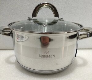 Каструля з нержавіючої сталі з кришкою Bohmann (Бохман) 24 см, 6.6 л (BH-1424)