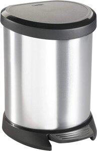 Контейнер для сміття з педаллю Curver (Курвер) Deco bin 5 л (02160) Сріблястий