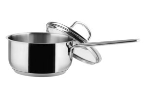 Ківш кухонний нержавійка сталь з кришкою Vinzer (Вінзер) Techno 16 см, 1.5 л (50079)