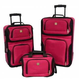 Набір валізок дорожніх текстильних на колесах Bonro (Бонро) Best (2 шт.) та сумка вишнева (10080100)