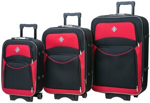 Набір валіз дорожніх текстильних на колесах Bonro (Бонро) Style чорно-червоний (3 шт) (10010303)