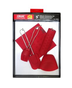 Набір кухонного приладдя Calve (Кальве) 5 предметів (CL-4606) Червоний