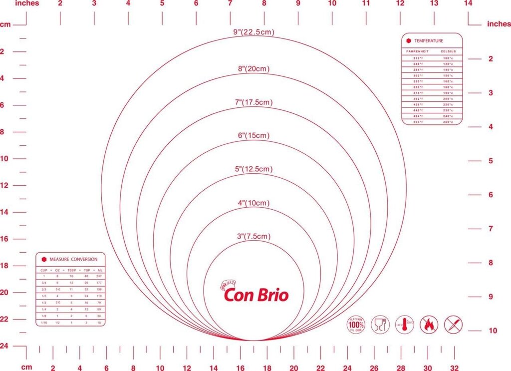 Килимок силіконовий для тіста (випічки) Con Brio (Кон Бріо) 30х40 см (CB-675) Червоний - наявність