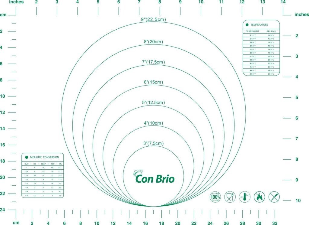 Килимок силіконовий для тіста (випічки) Con Brio (Кон Бріо) 30х40 см (CB-675) Зелений - переваги
