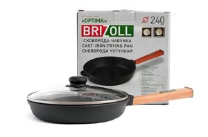 Сковорода чавунна зі скляною кришкою Brizoll (Бризол) Optima 24 см (O2440-P-C)