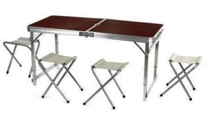 Столик для пікніка складний посилений з 4 стільцями Folding Table 120x60 см