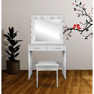 Столик косметичний з дзеркалом і LED-підсвіткою Bonro (Бонро) B100 білий (42400020)