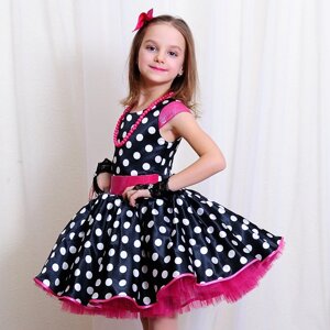 Дитяча ошатна сукня для 5-6 років чорна у горошок Стиляги