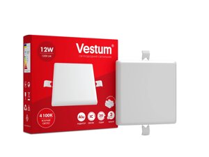 Акцiя! Квадратний світлодіодний врізний світильник "без рамки" Vestum 12W 4100K 1-VS-5603