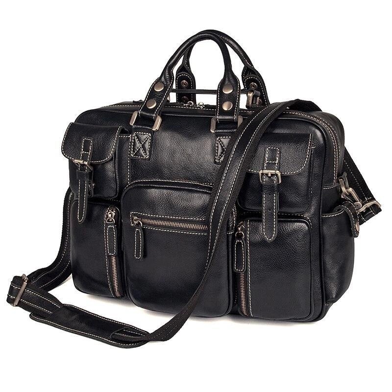 Багатофункціональна сумка з натуральної шкіри Vintage 14204 Чорна від компанії Універсальний Інтернет-магазин POPULAR - фото 1