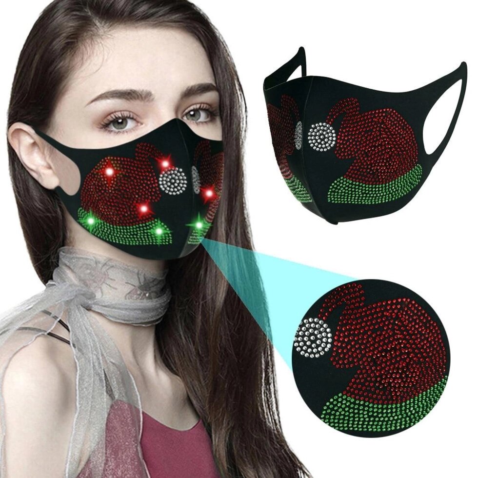 Багаторазова маскарадна маска для захисту обличчя зі стразами жіноча 19*13 см. J&H Garment  Stile: C від компанії Універсальний Інтернет-магазин POPULAR - фото 1