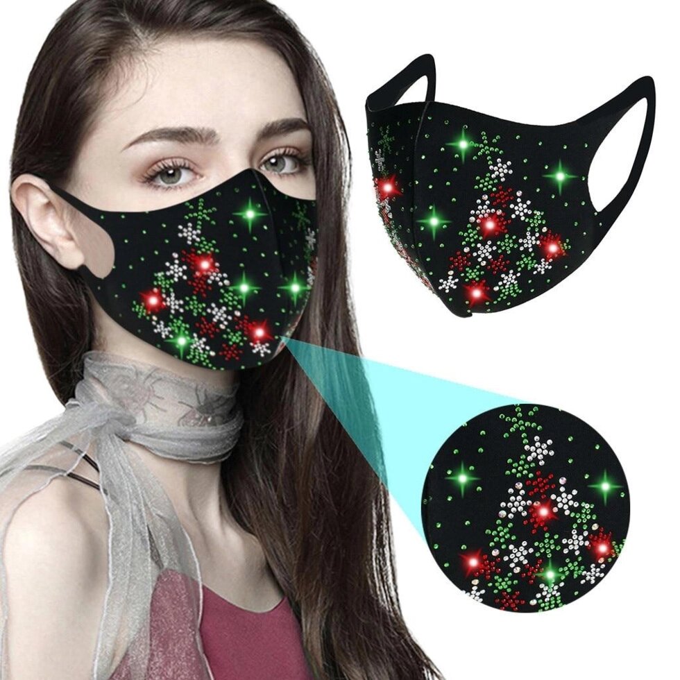 Багаторазова маскарадна маска для захисту обличчя зі стразами жіноча 19*13 см. J&H Garment  Stile: F від компанії Універсальний Інтернет-магазин POPULAR - фото 1