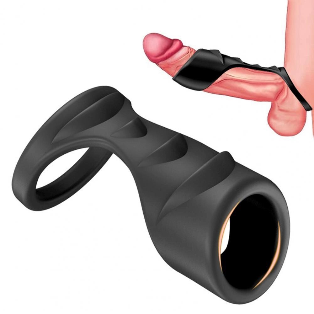 Багаторазове силіконове кільце на пеніс для затримки оргазму 9,35 x 5,1 см 18017464[Black] OLO від компанії Універсальний Інтернет-магазин POPULAR - фото 1