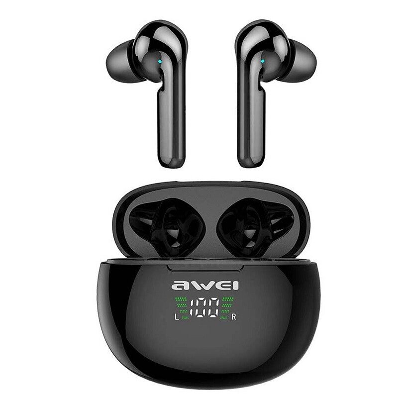 Бездротові Bluetooth навушники Awei T15P із зарядним кейсом (Чорний) від компанії Універсальний Інтернет-магазин POPULAR - фото 1