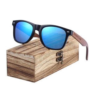 Брендові сонцезахисні окуляри Wayfarer BC8700/Woodbox BARCUR DESIGN Синій