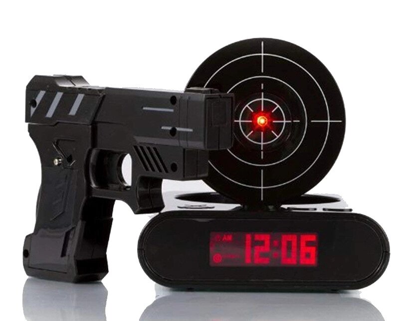 Будильник SUNROZ Gun Alarm Clock з мішенню Чорний (SUN3415) від компанії Універсальний Інтернет-магазин POPULAR - фото 1