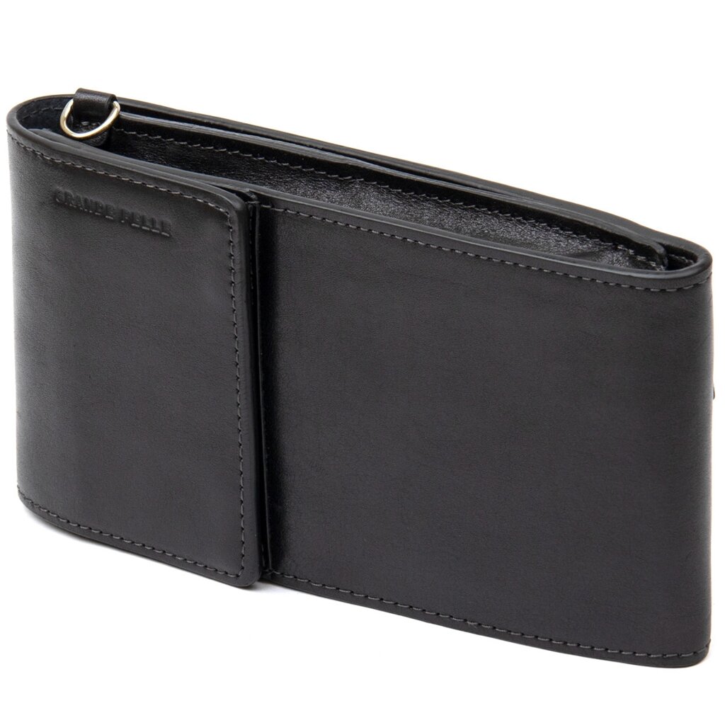Чоловіча шкіряна сумка-гаманець GRANDE PELLE 11440 Чорний від компанії Універсальний Інтернет-магазин POPULAR - фото 1