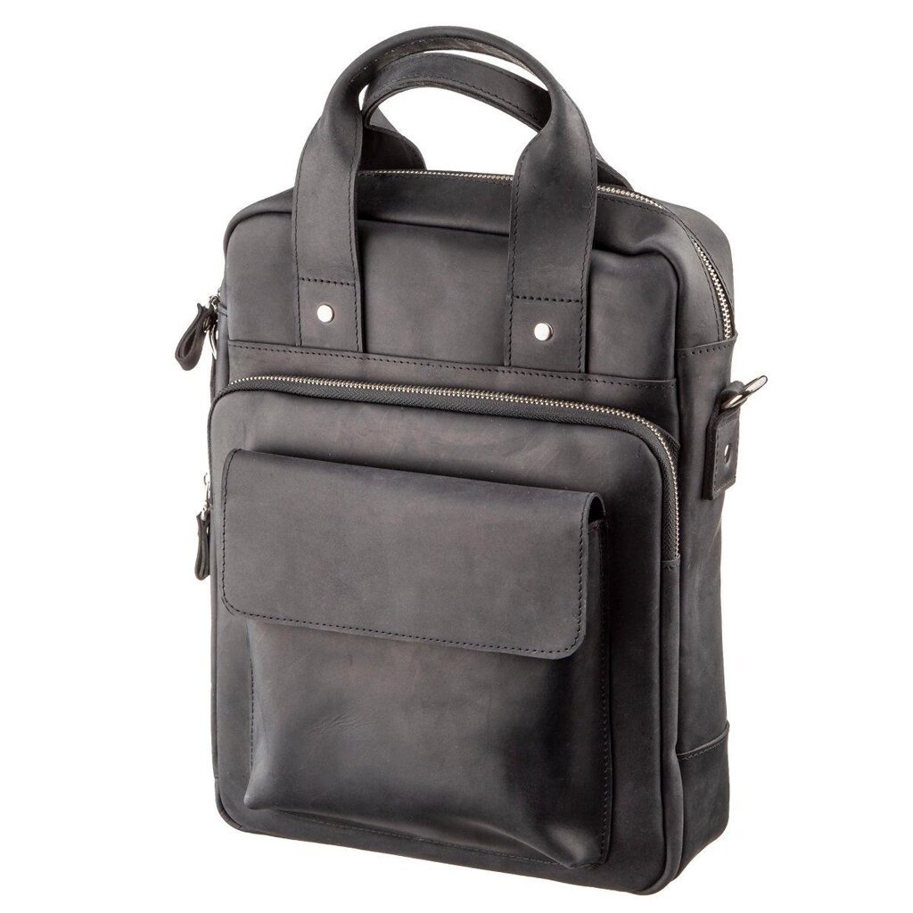 Чоловіча сумка вертикальна SHVIGEL 11169 під А4 матова Чорна від компанії Універсальний Інтернет-магазин POPULAR - фото 1
